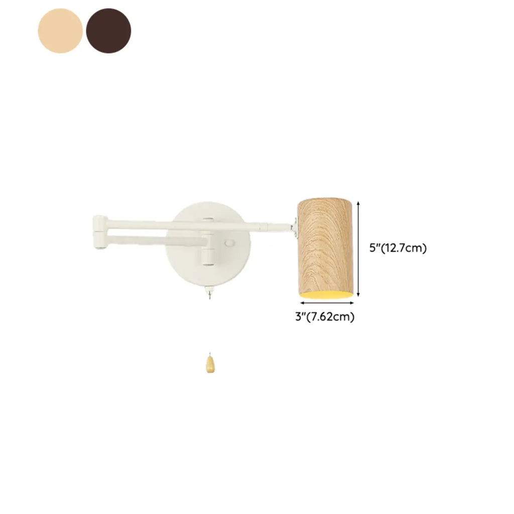Applique murale minimaliste cylindrique en métal à bras articulé