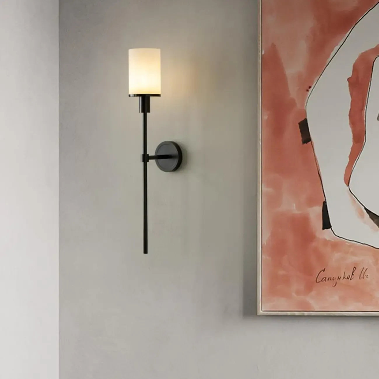 Applique murale ronde moderne en pierre avec éclairage LED pour salon