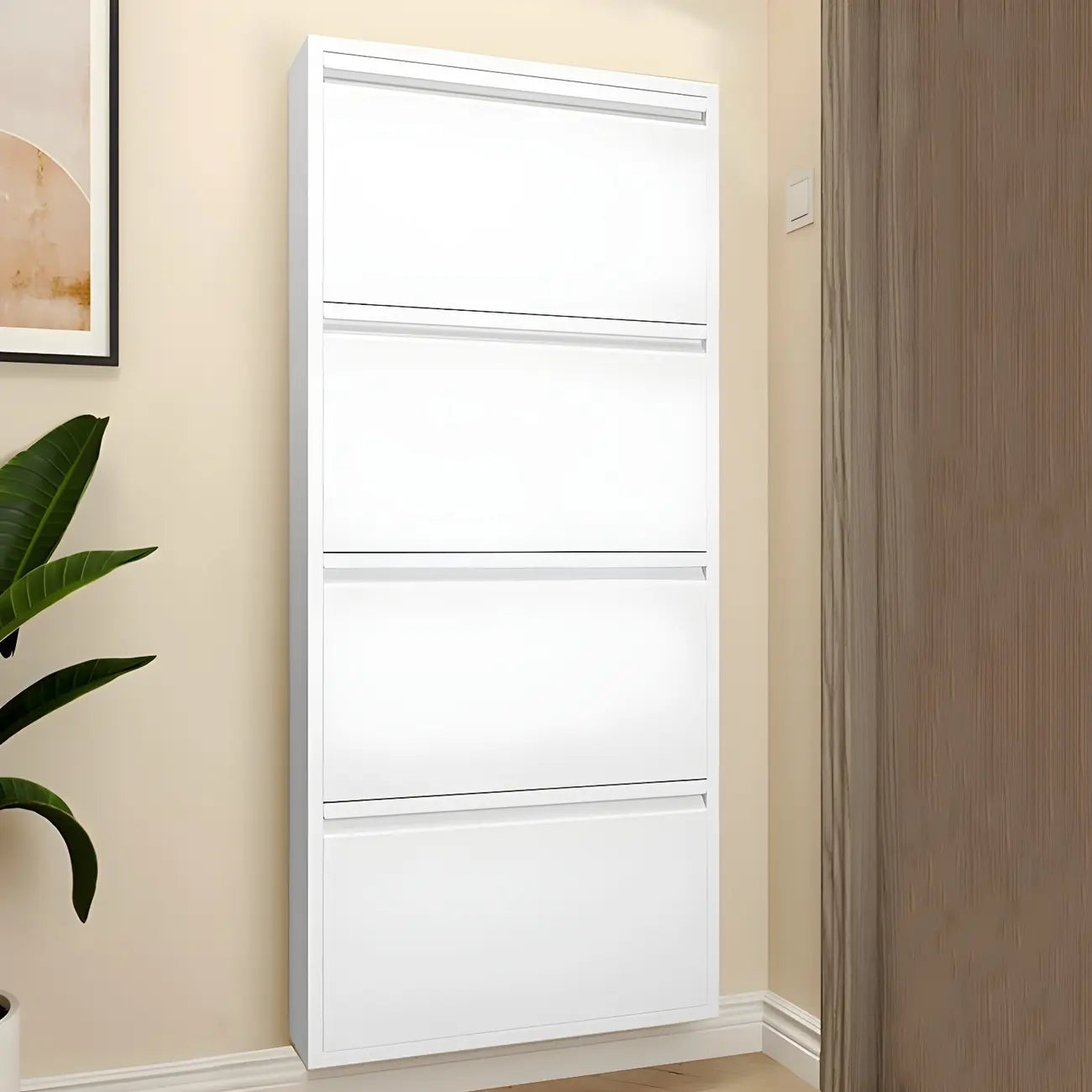 Armoire à chaussures murale en métal gris pour entrée