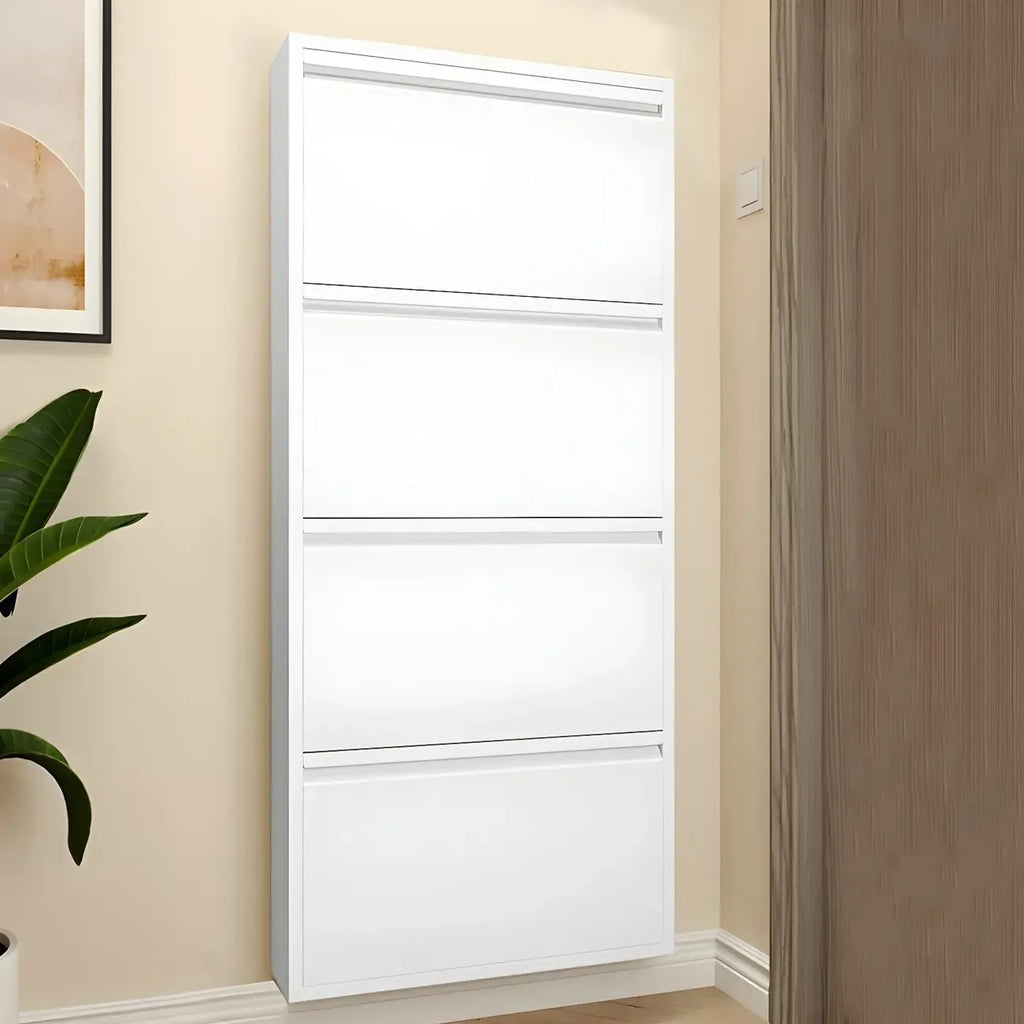 Armoire à chaussures murale en métal gris pour entrée