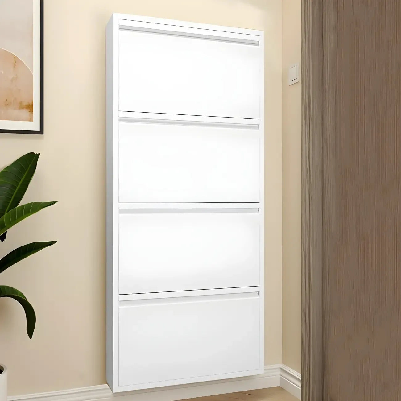 Armoire à chaussures murale en métal gris pour entrée