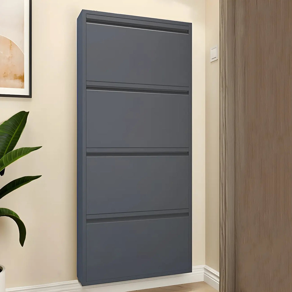 Armoire à chaussures murale en métal gris pour entrée