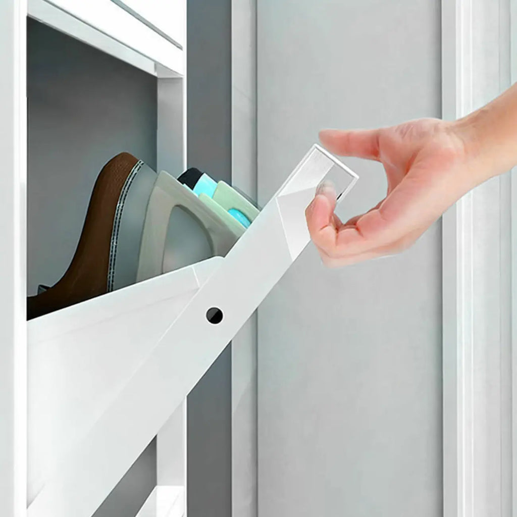 Armoire à chaussures murale en métal gris pour entrée