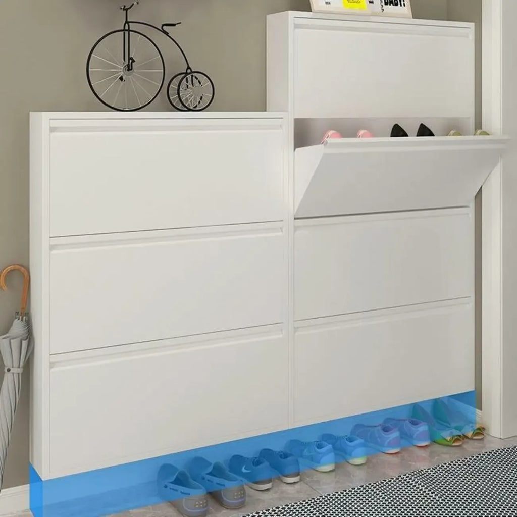 Armoire à chaussures murale en métal gris pour entrée