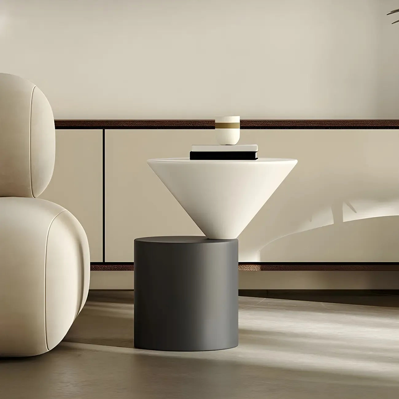 Table d'appoint ronde minimaliste en chêne pour salon