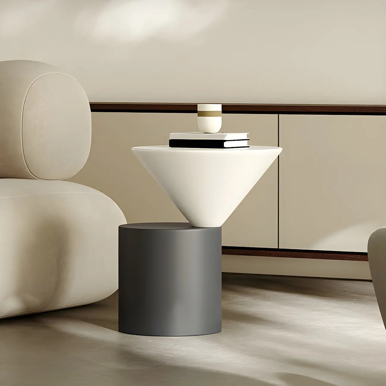 Table d'appoint ronde minimaliste en chêne pour salon