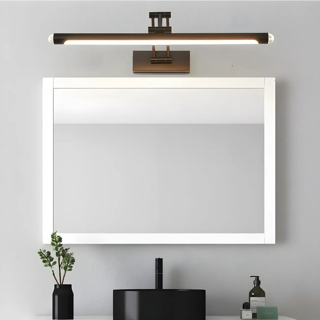 Miroir de salle de bain rectangulaire réglable avec éclairage LED