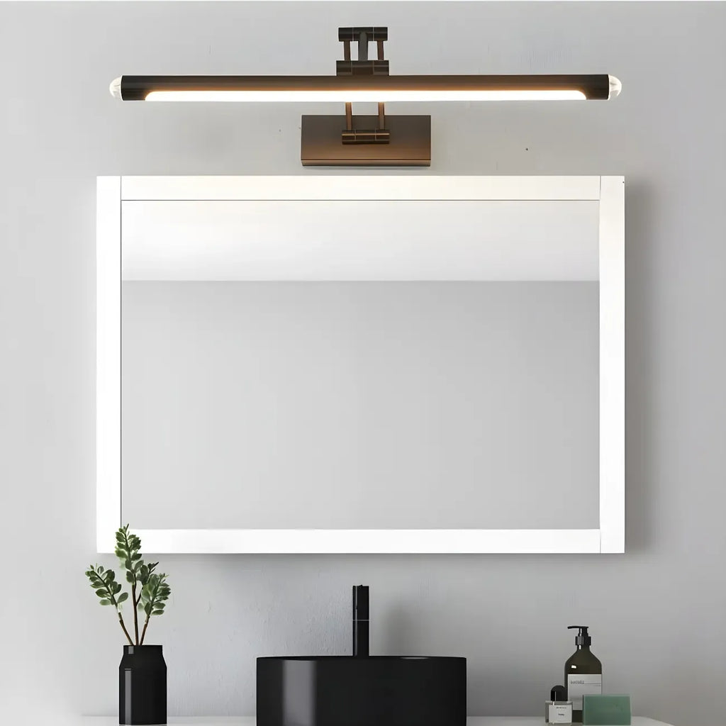 Miroir de salle de bain rectangulaire réglable avec éclairage LED