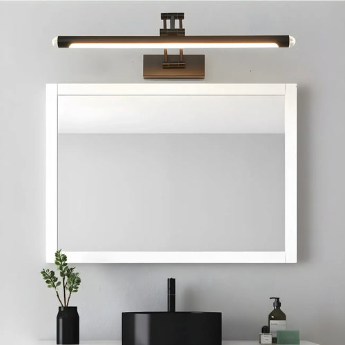 Miroir de salle de bain rectangulaire réglable avec éclairage LED