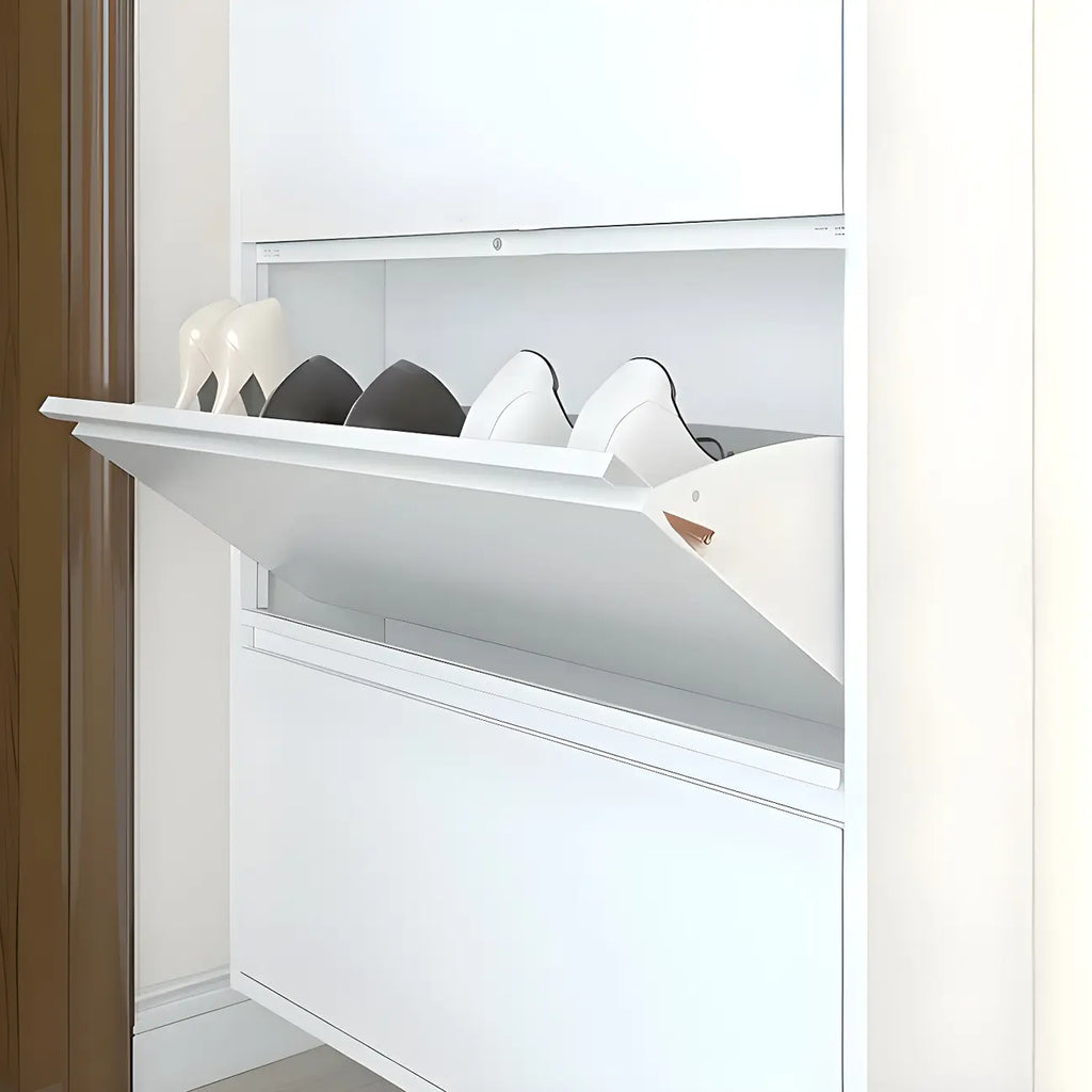 Armoire à chaussures murale en métal gris/blanc