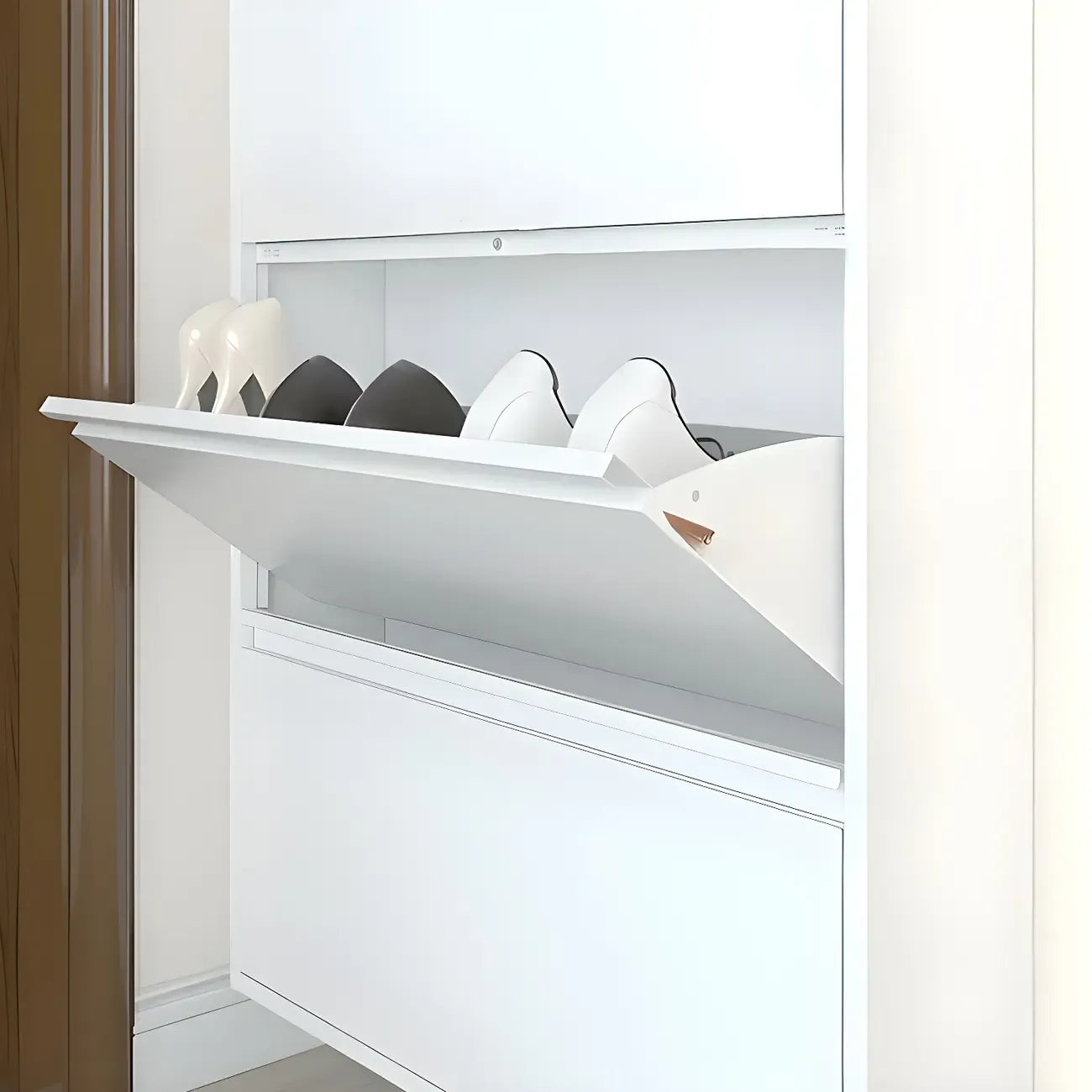 Armoire à chaussures murale en métal gris/blanc