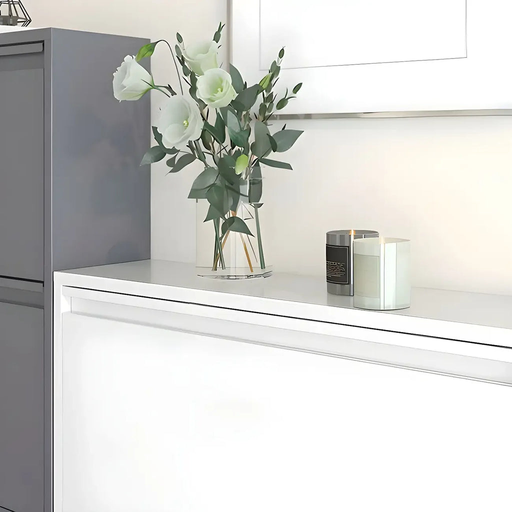 Armoire à chaussures murale en métal gris/blanc