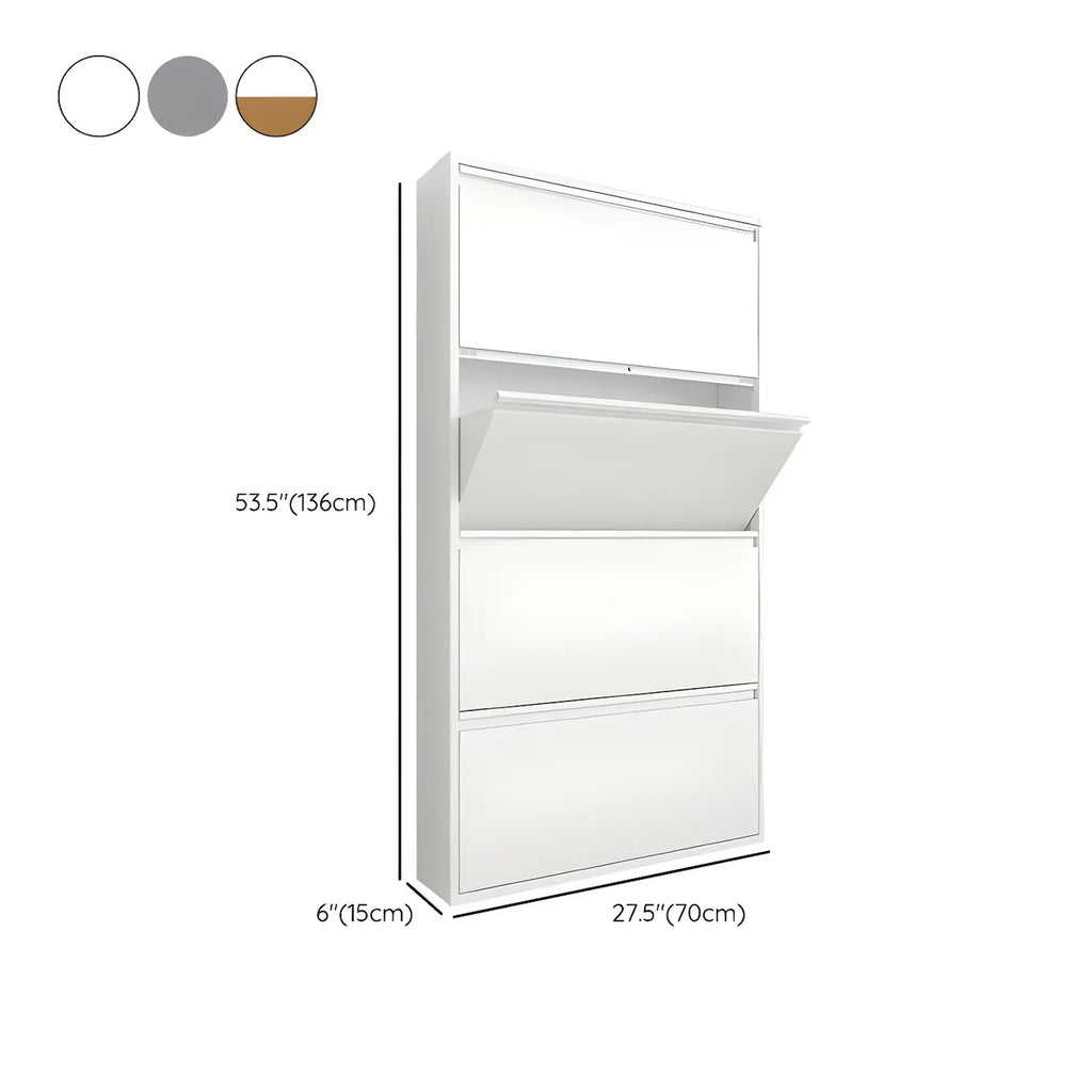 Armoire à chaussures murale en métal gris/blanc