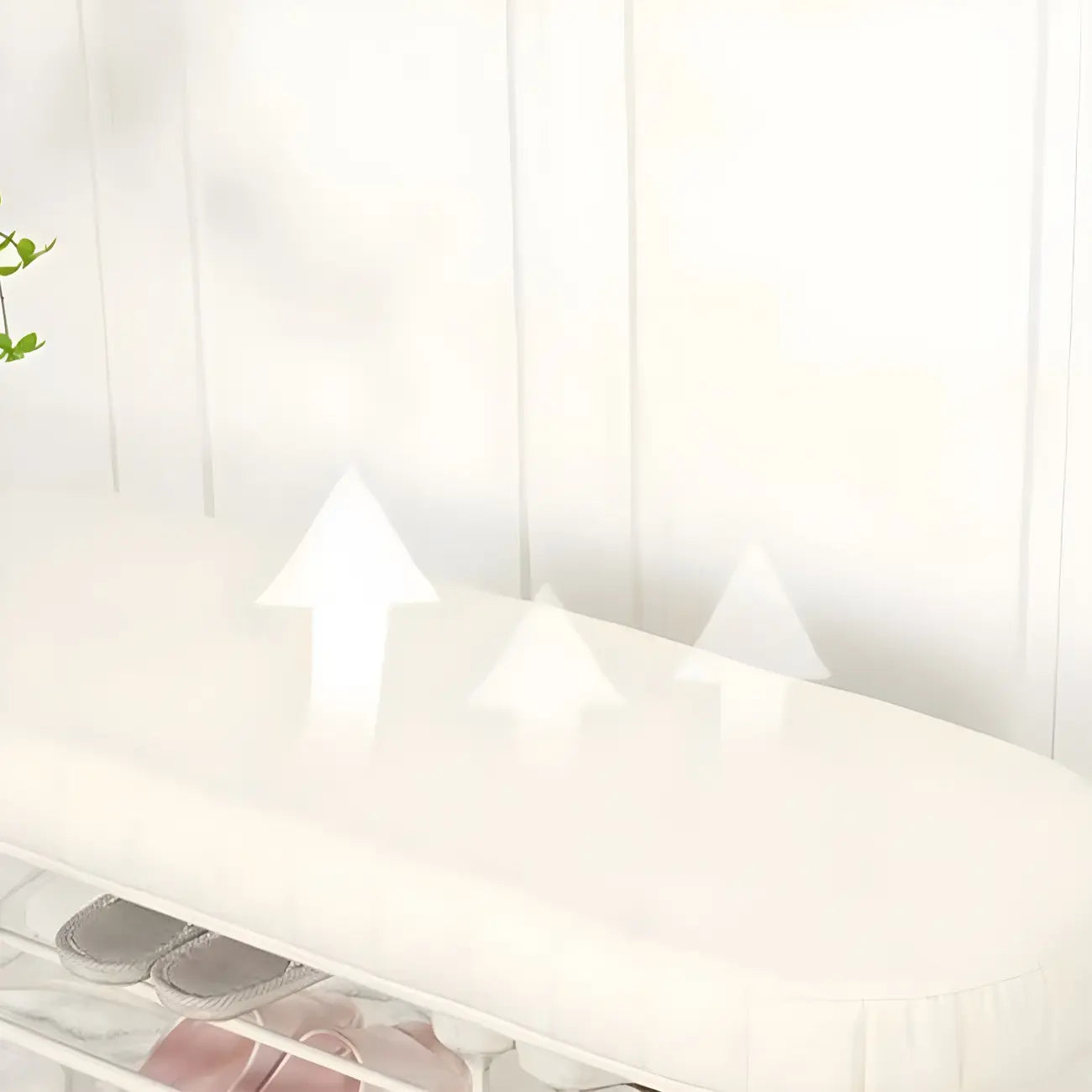 Banc porte-chaussures ovale élégant en métal rembourré