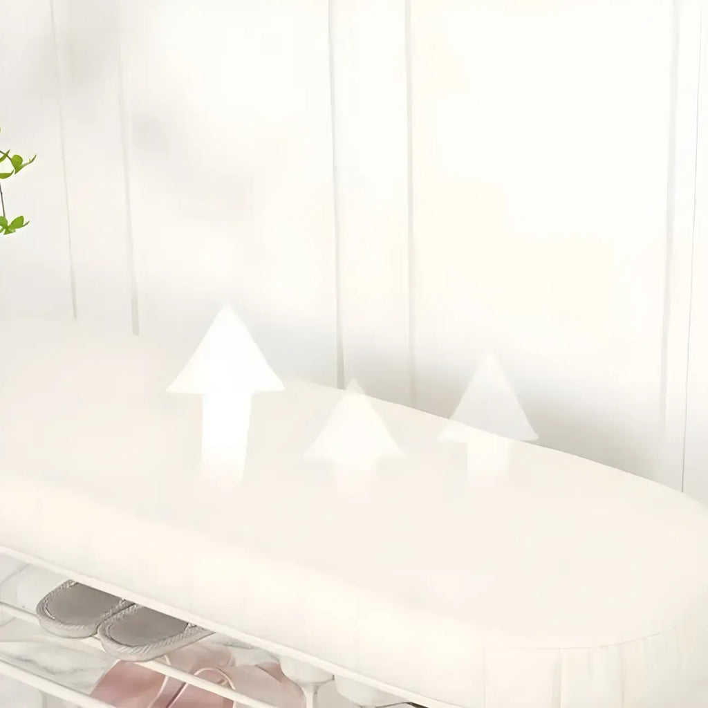 Banc porte-chaussures ovale élégant en métal rembourré