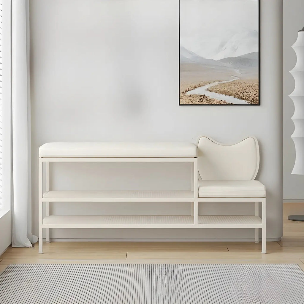 Banc porte-chaussures ovale élégant en métal rembourré