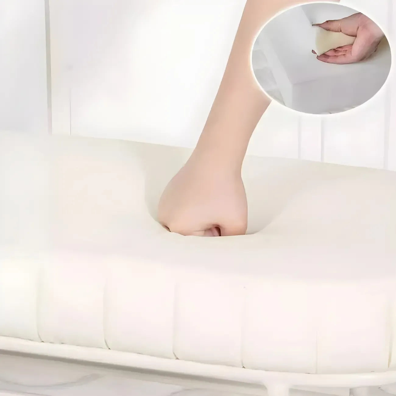 Banc porte-chaussures ovale élégant en métal rembourré