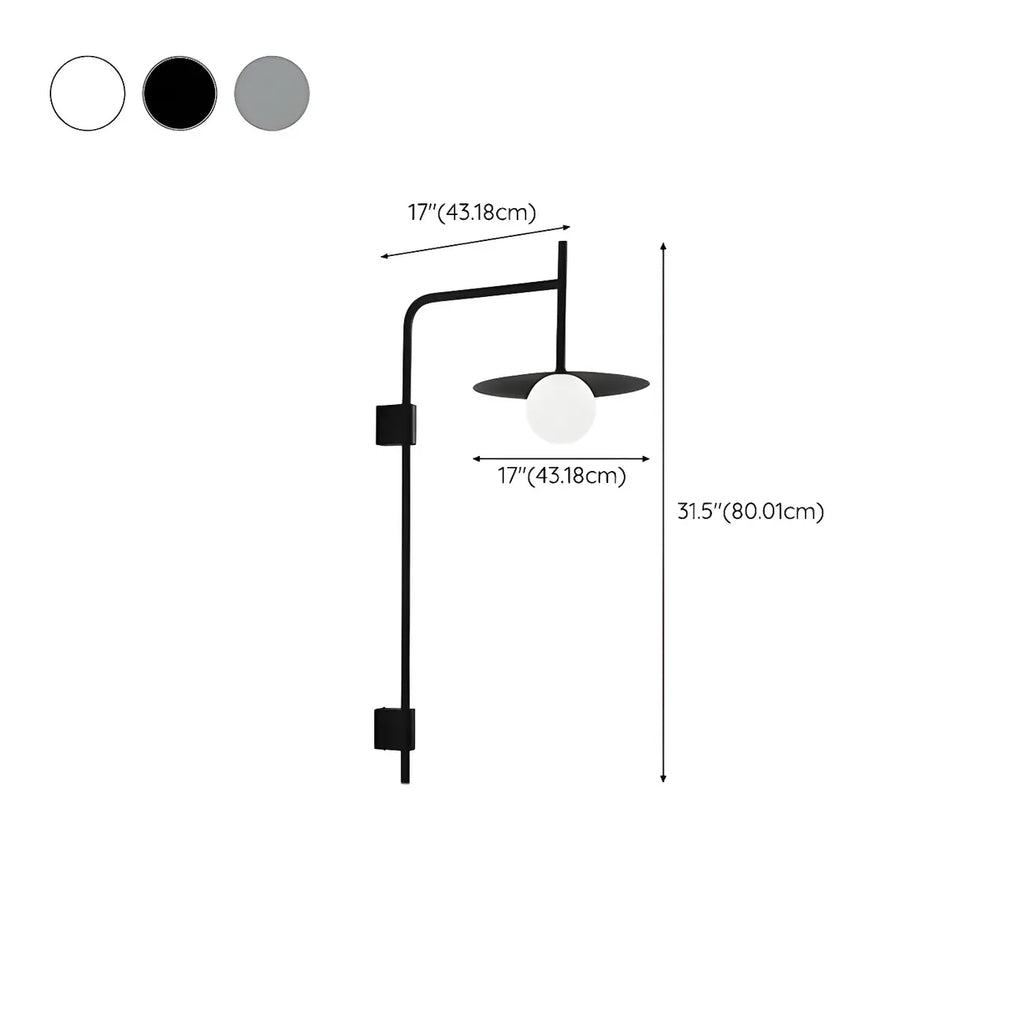 Applique murale industrielle en verre dépoli et métal noir