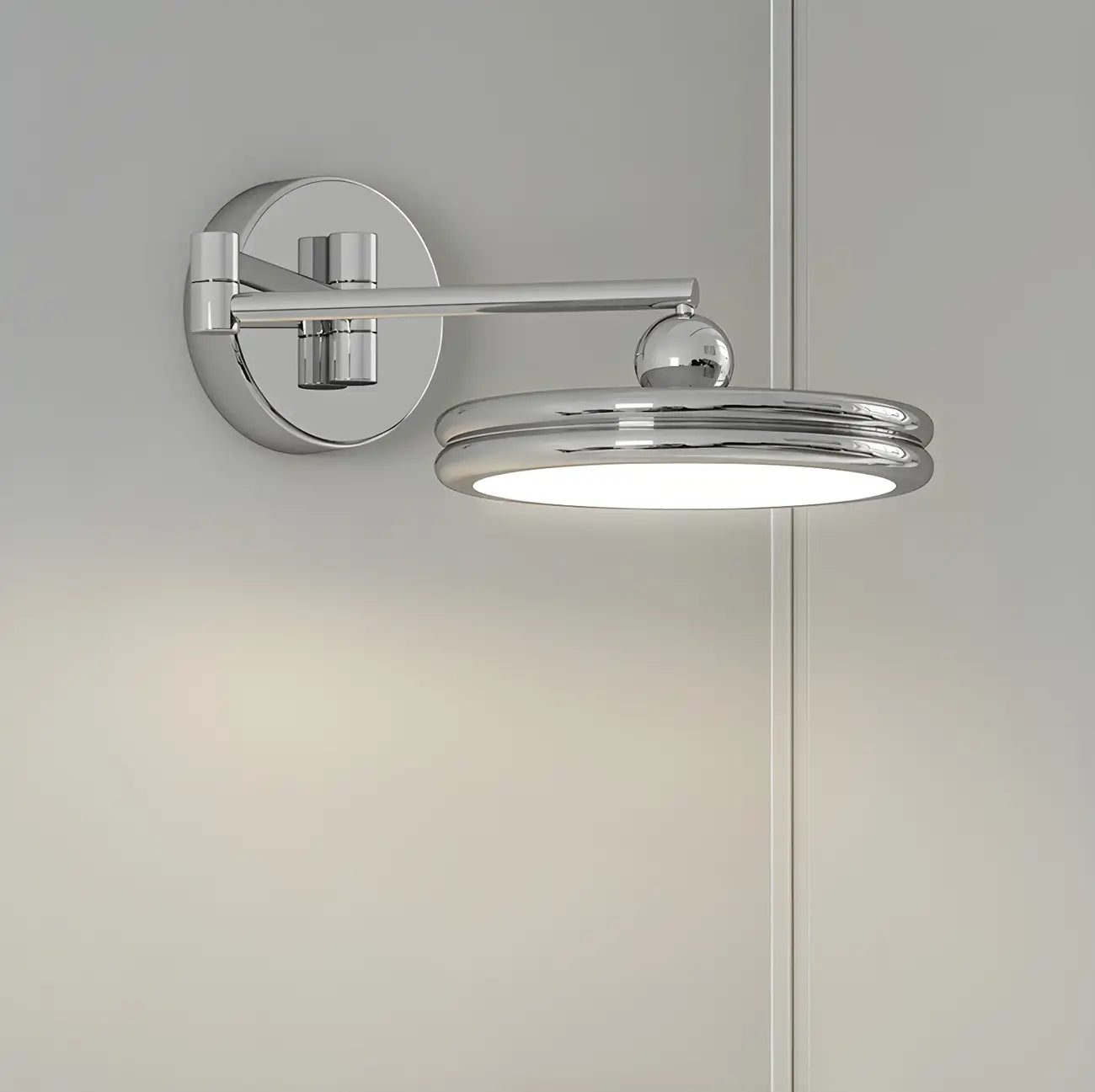 Applique murale LED ronde à bras articulé à 2 couches pour chambre