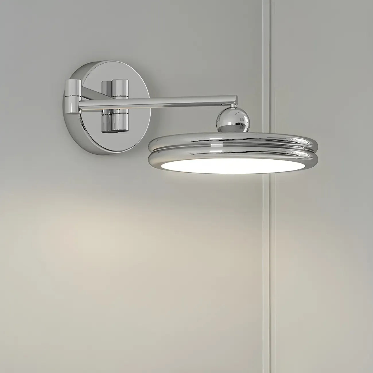 Applique murale LED ronde à bras articulé à 2 couches pour chambre