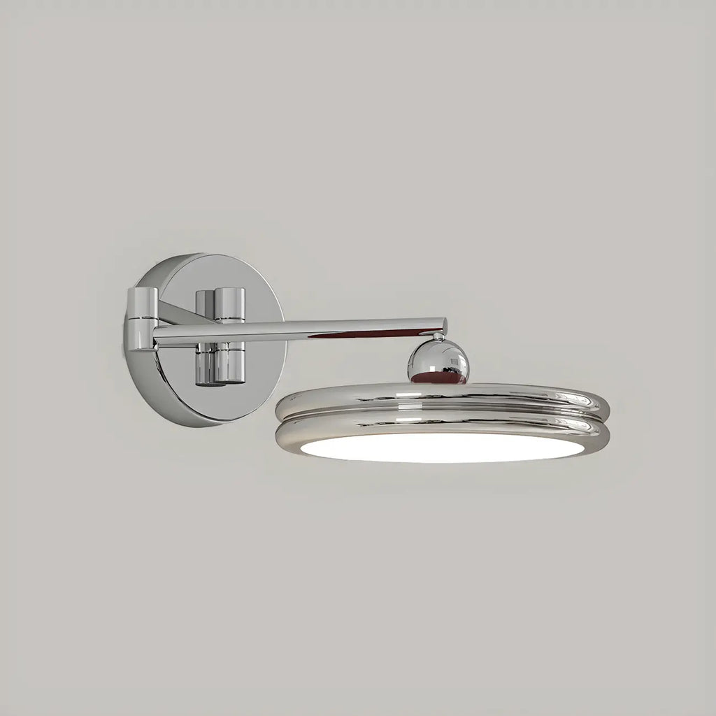 Applique murale LED ronde à bras articulé à 2 couches pour chambre