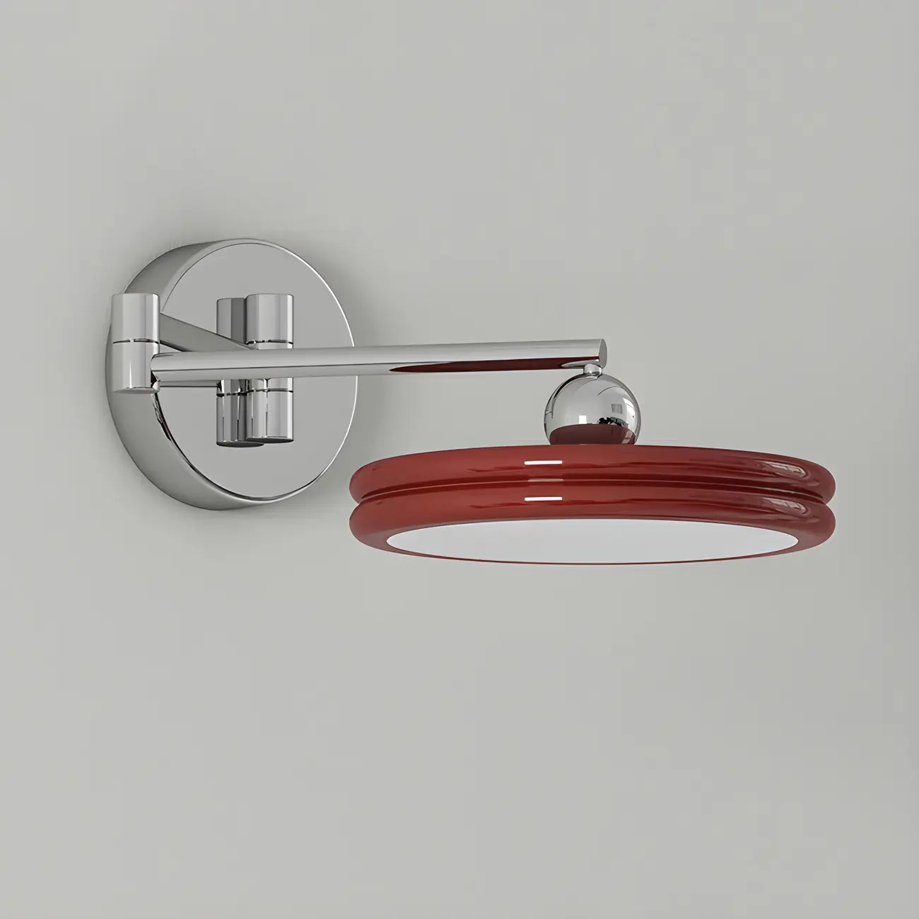 Applique murale LED ronde à bras articulé à 2 couches pour chambre