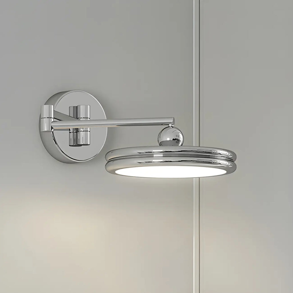 Applique murale LED ronde à bras articulé à 2 couches pour chambre