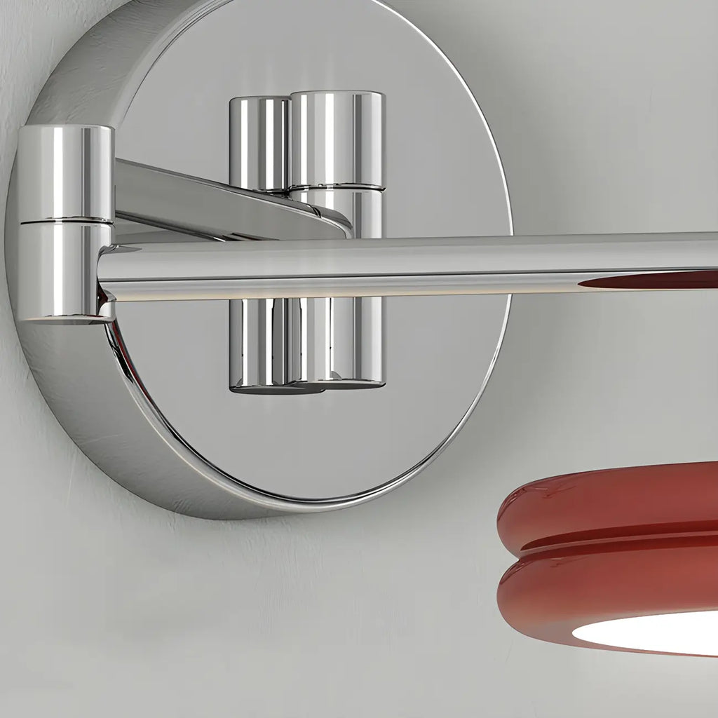 Applique murale LED ronde à bras articulé à 2 couches pour chambre