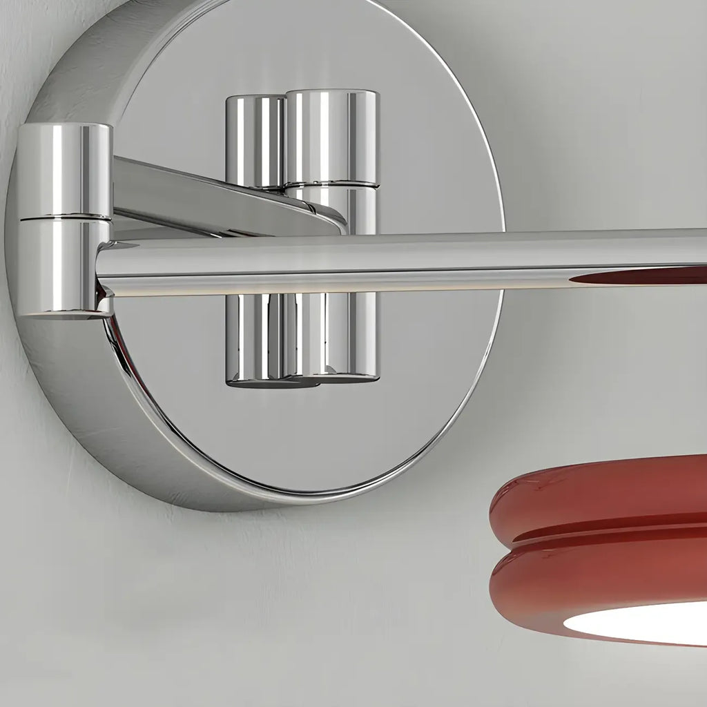 Applique murale LED ronde à bras articulé à 2 couches pour chambre