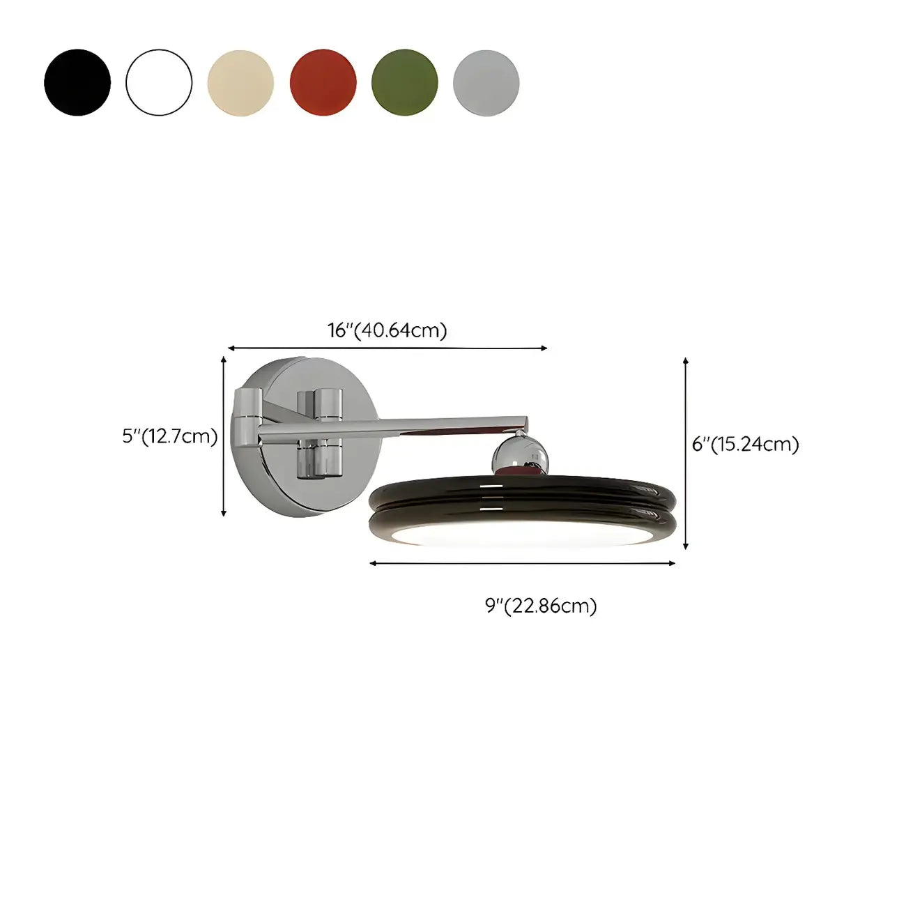 Applique murale LED ronde à bras articulé à 2 couches pour chambre