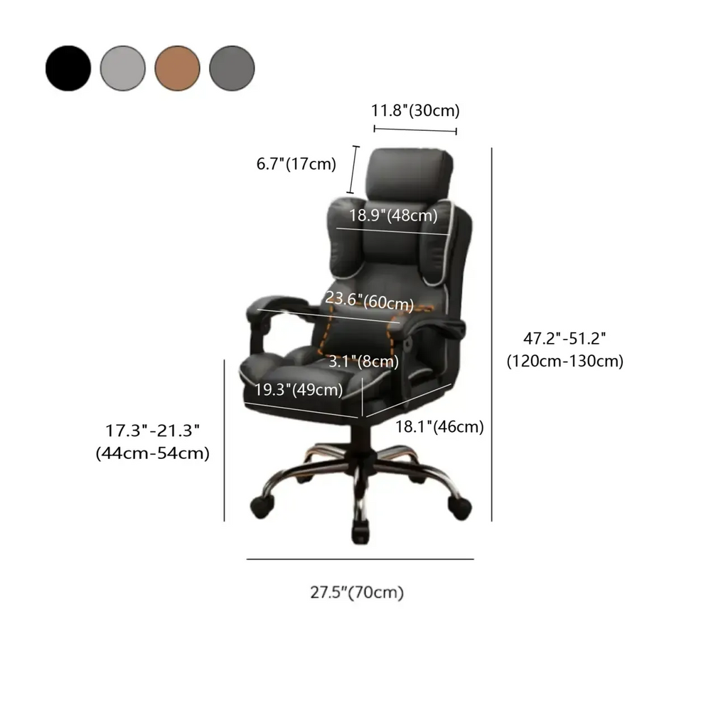 Fauteuil de bureau ergonomique inclinable en cuir marron