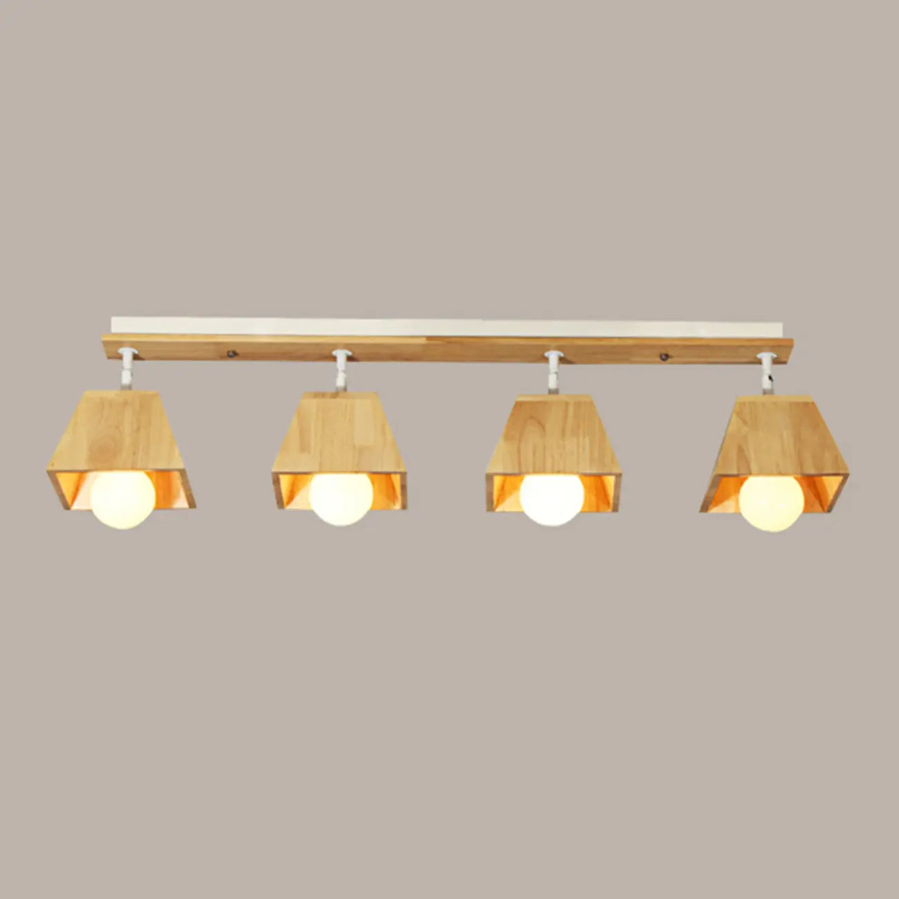 Projecteur sur rail en bois à 4 spots LED modernes à tête orientable