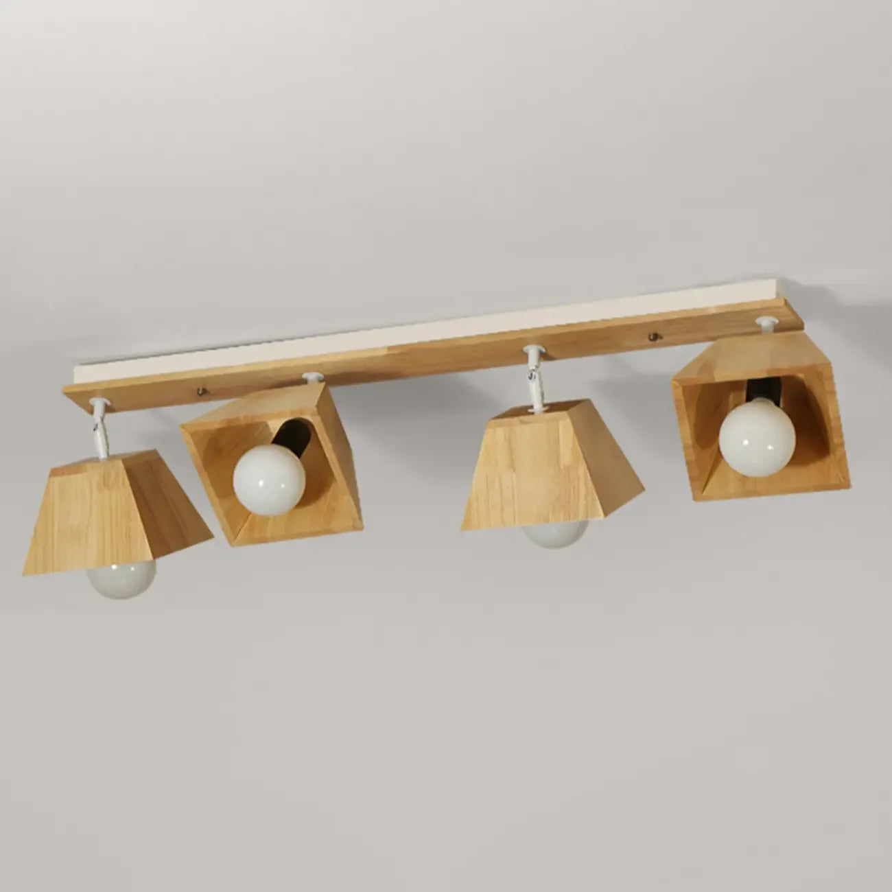Projecteur sur rail en bois à 4 spots LED modernes à tête orientable