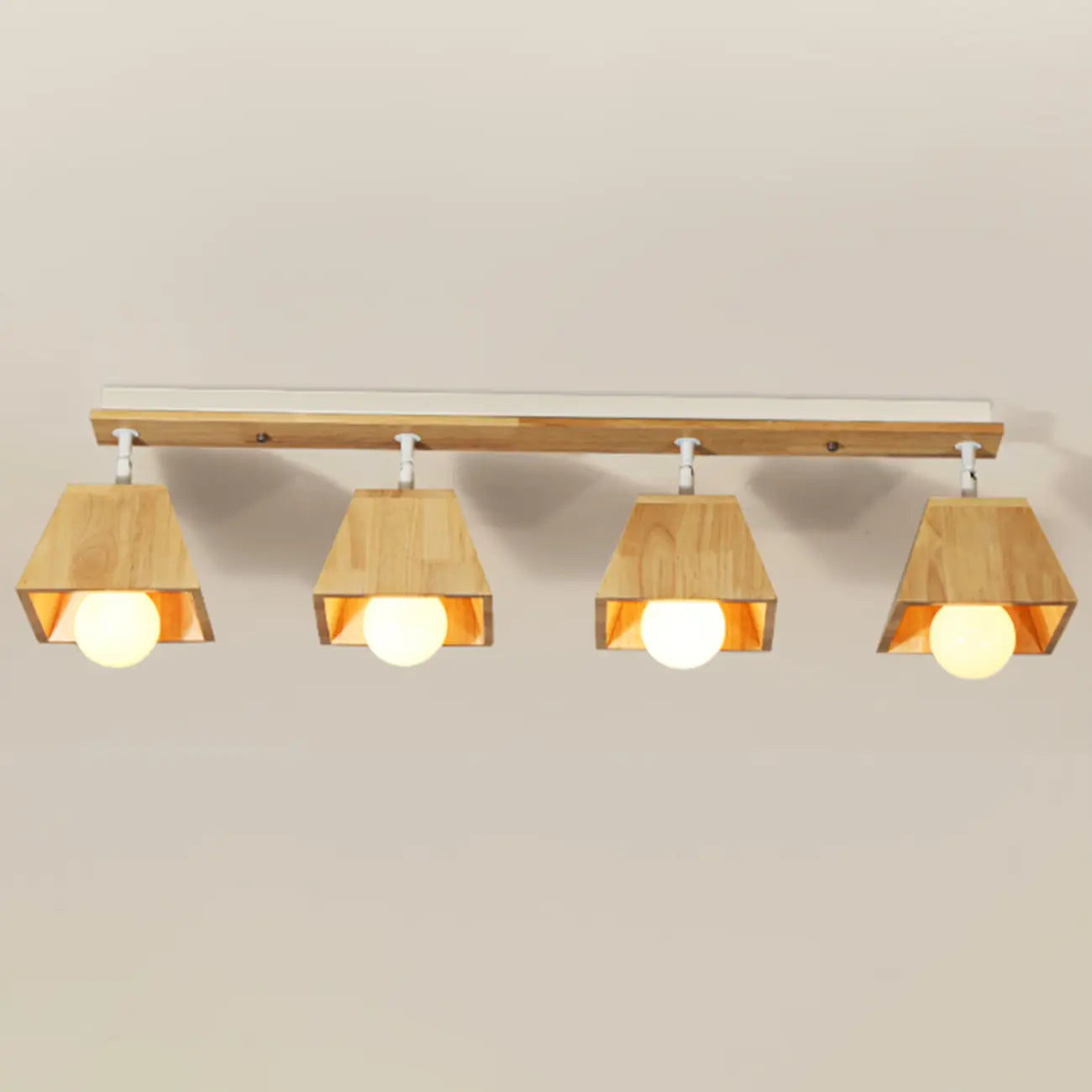 Projecteur sur rail en bois à 4 spots LED modernes à tête orientable