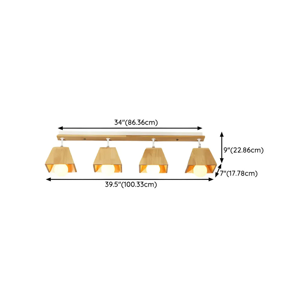 Projecteur sur rail en bois à 4 spots LED modernes à tête orientable