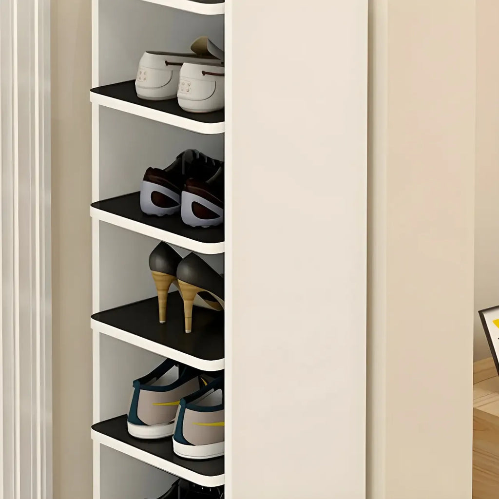 Étagère à chaussures ouverte moderne en bois blanc pour entrée