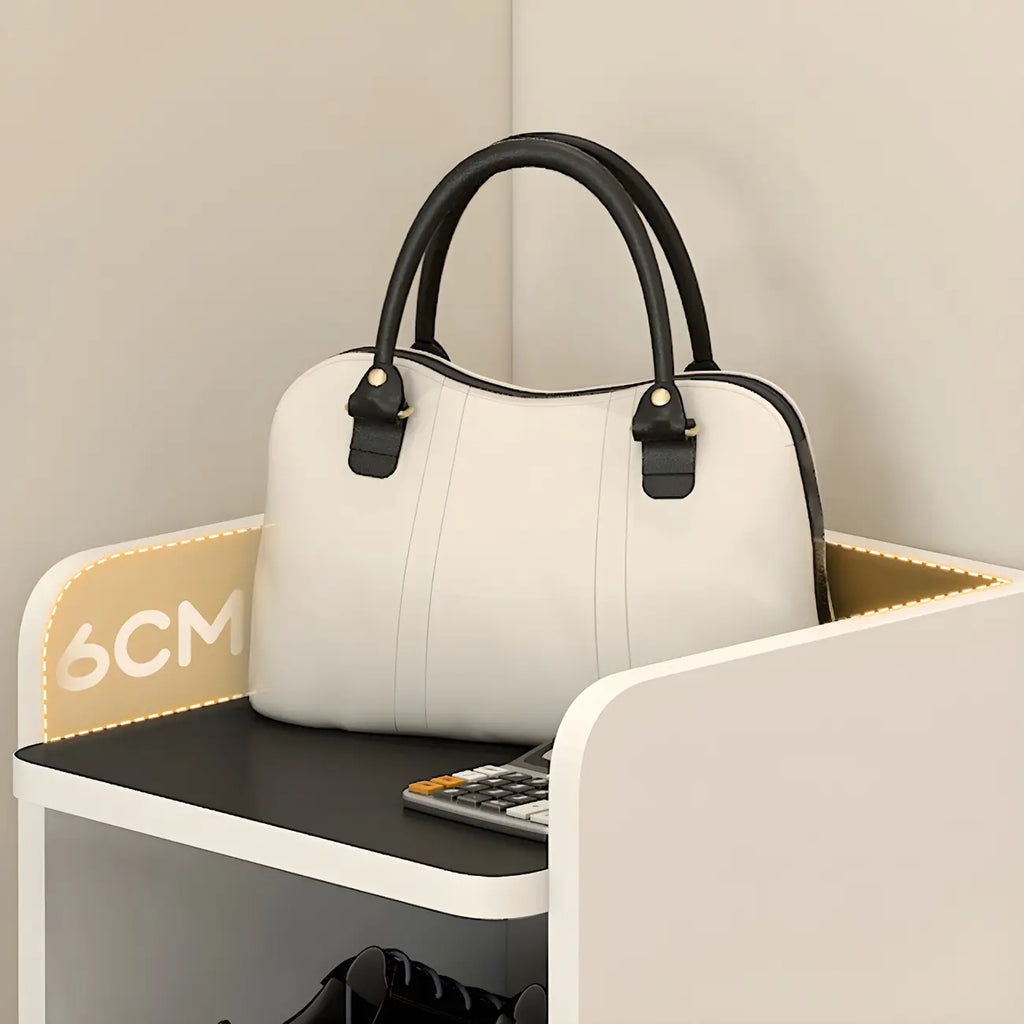 Étagère à chaussures ouverte moderne en bois blanc pour entrée