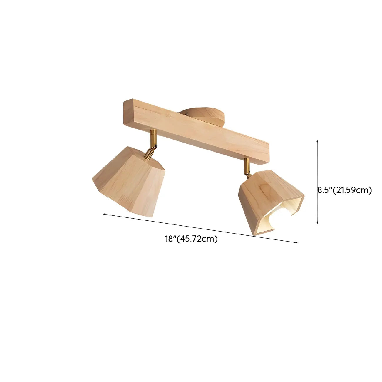 Spot sur rail semi-encastré réglable à 4 lampes en bois d'hévéa naturel