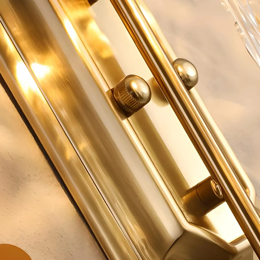 Applique murale cylindrique en cristal à col de cygne doré de luxe