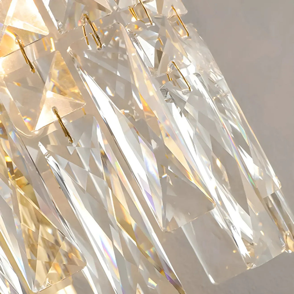 Applique murale cylindrique en cristal à col de cygne doré de luxe