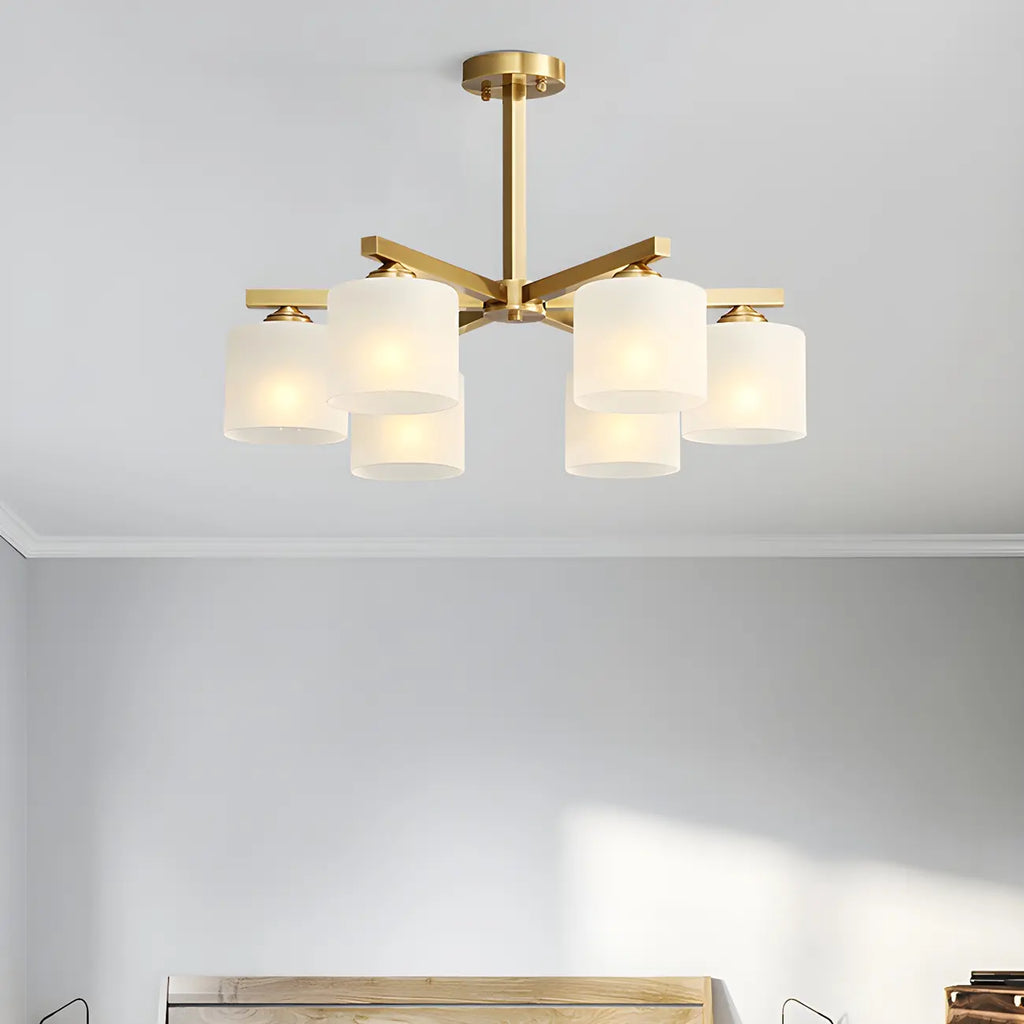 Plafonnier semi-encastré moderne cylindrique en métal et verre dépoli