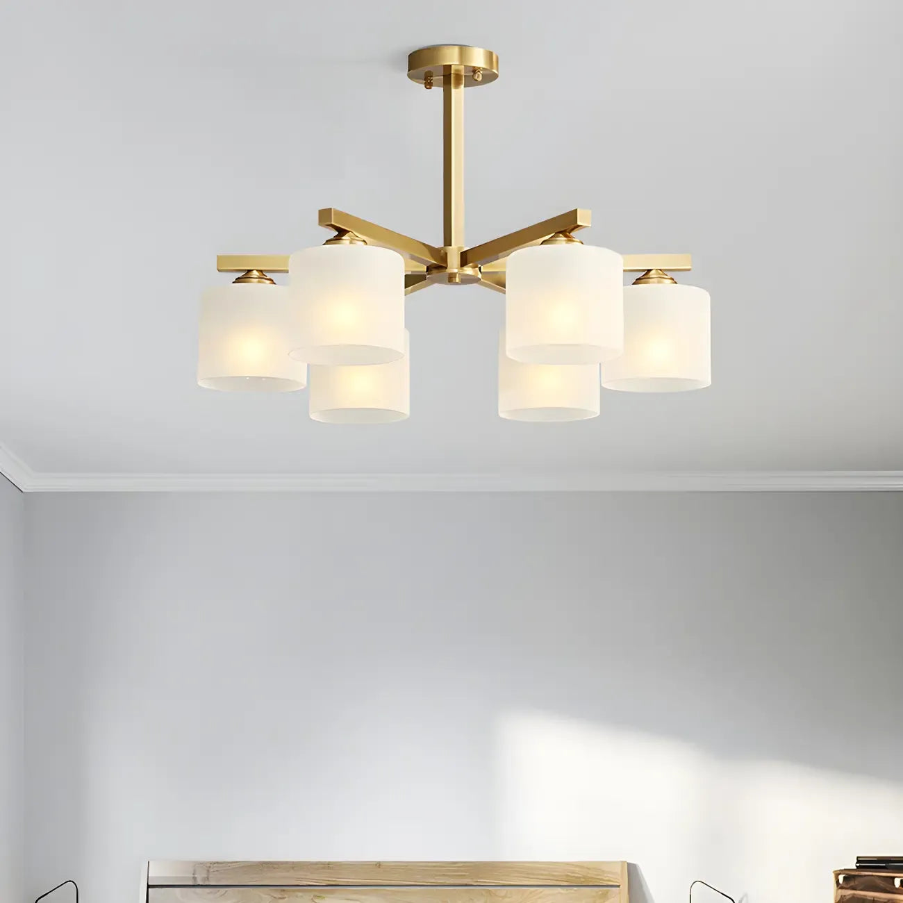 Plafonnier semi-encastré moderne cylindrique en métal et verre dépoli