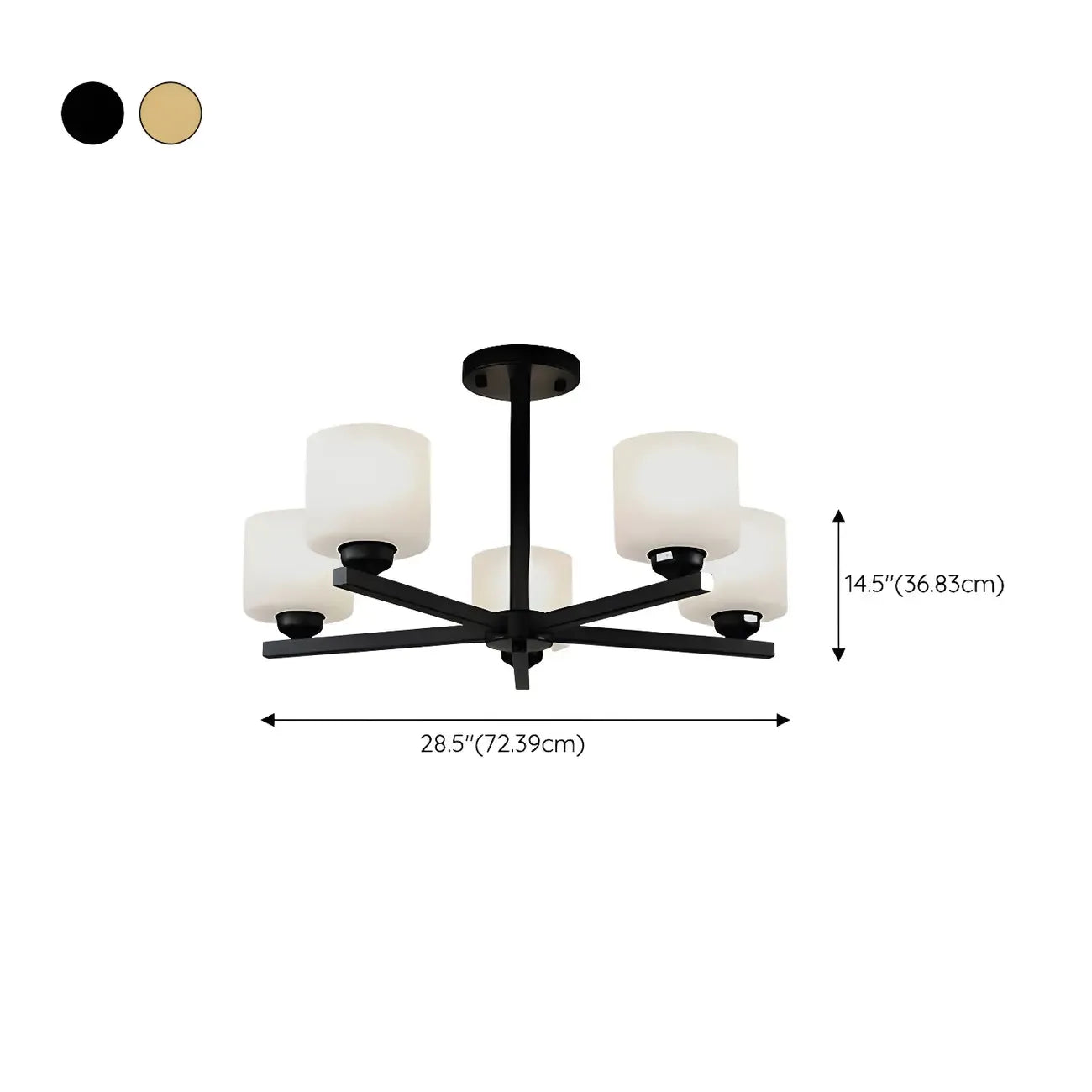 Plafonnier semi-encastré moderne cylindrique en métal et verre dépoli