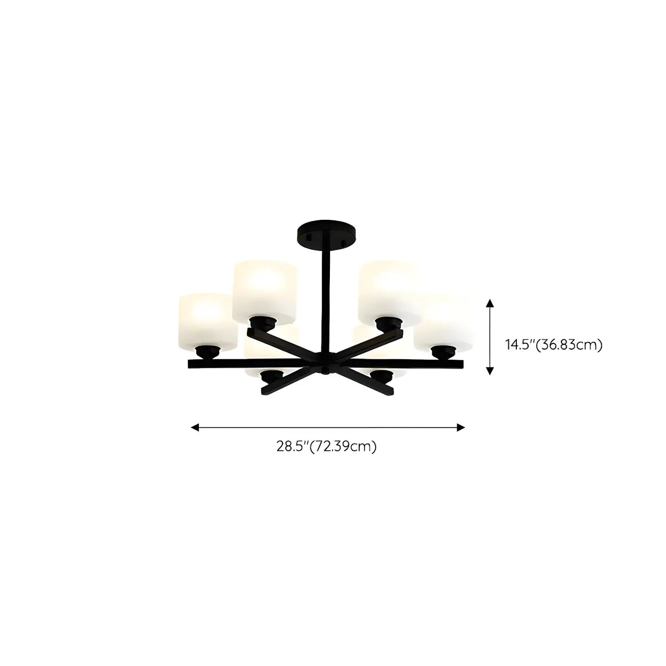 Plafonnier semi-encastré moderne cylindrique en métal et verre dépoli