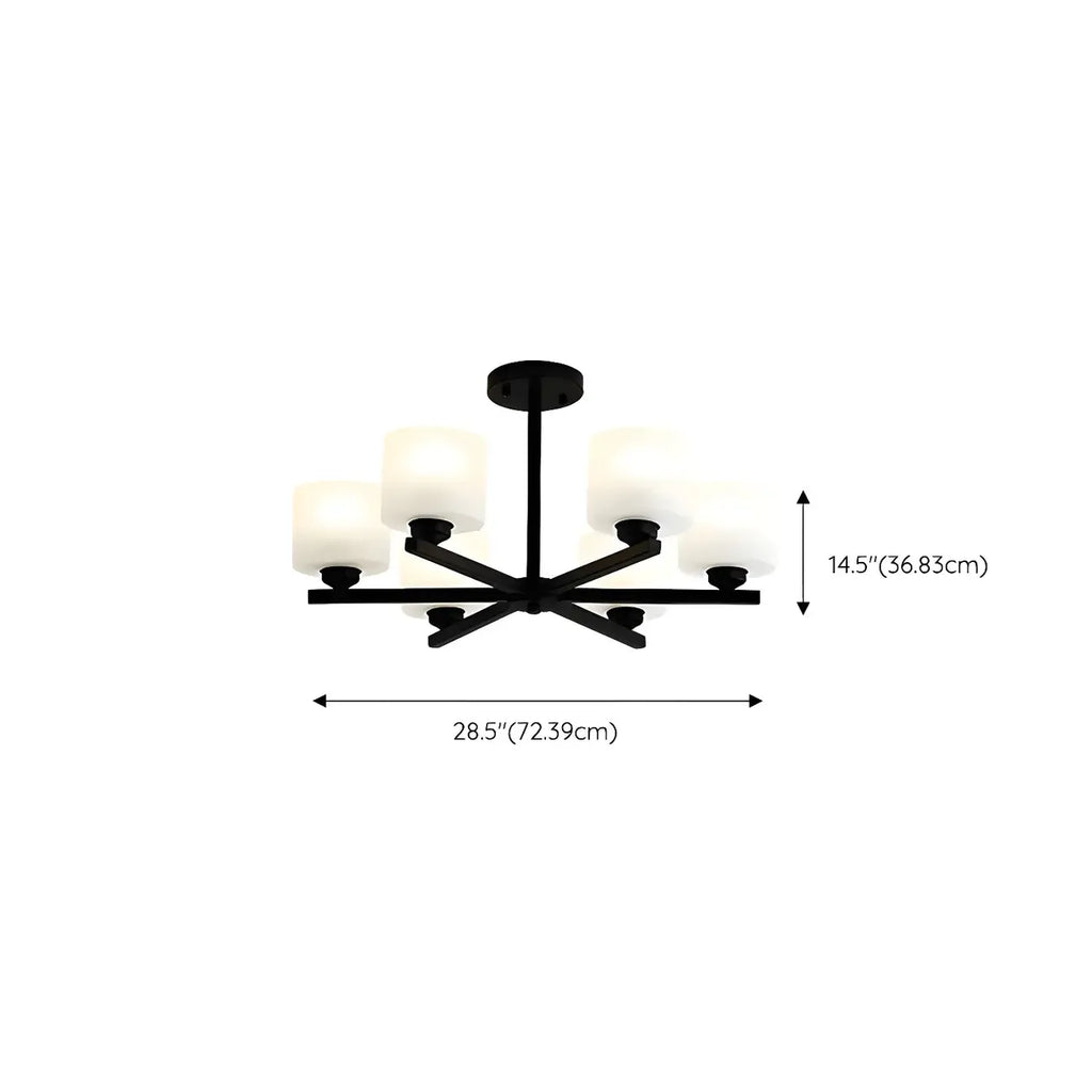 Plafonnier semi-encastré moderne cylindrique en métal et verre dépoli