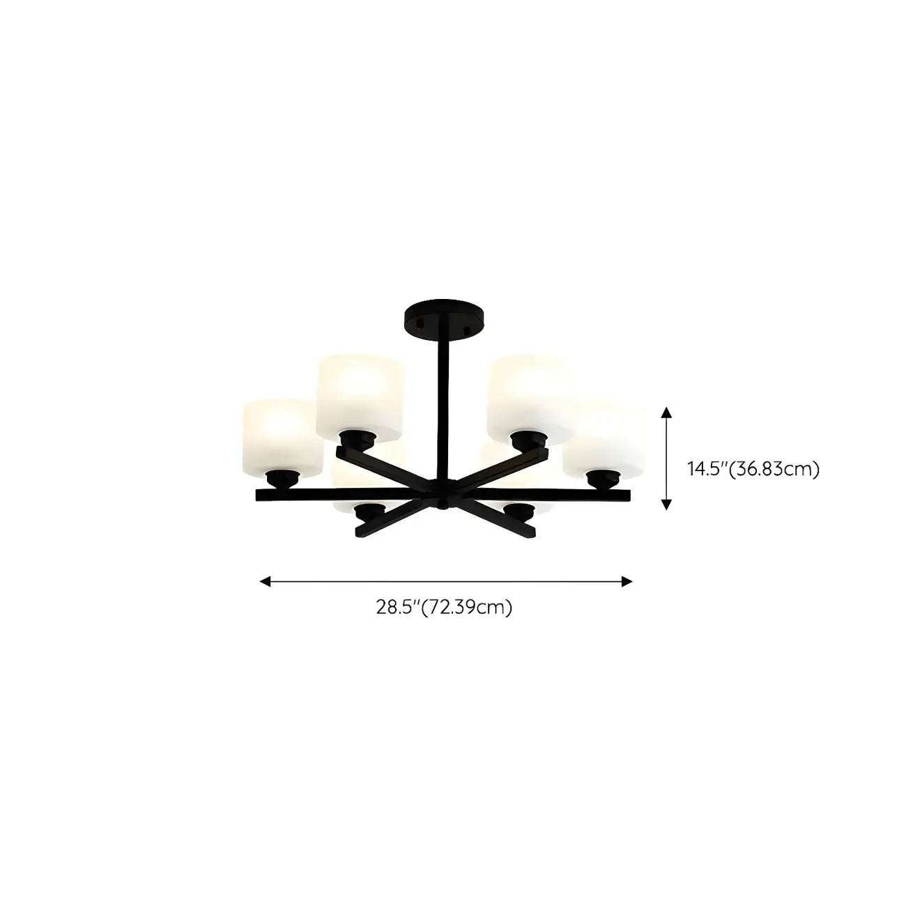 Plafonnier semi-encastré moderne cylindrique en métal et verre dépoli