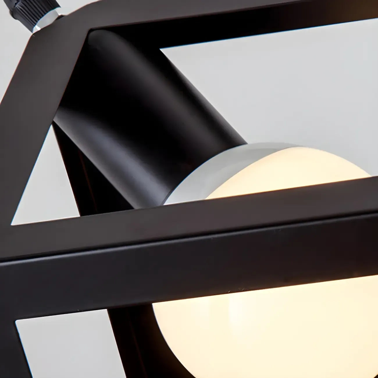 Suspension géométrique industrielle en métal noir pour îlot de cuisine