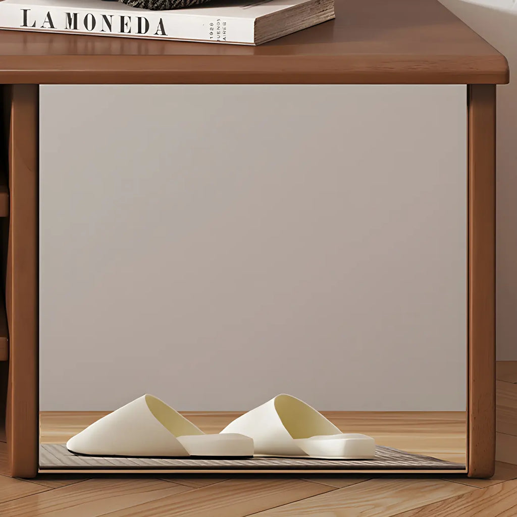 Banc à chaussures d'entrée en bois avec miroir