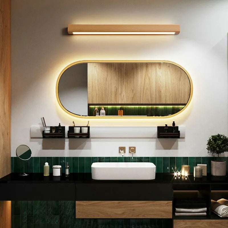 Applique murale LED moderne en bois pour salle de bain, avec variateur à 3 niveaux d'intensité