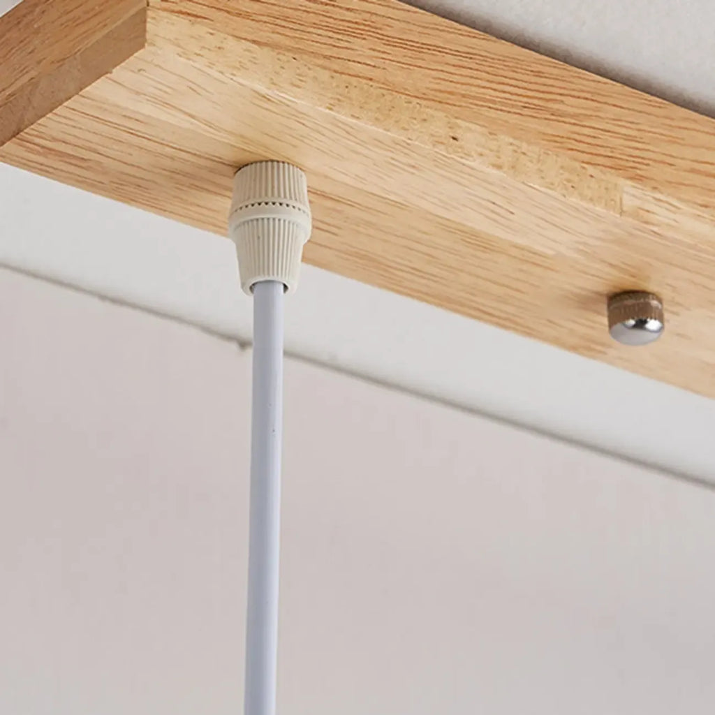 Suspension rustique cylindrique en verre et bois pour îlot de cuisine